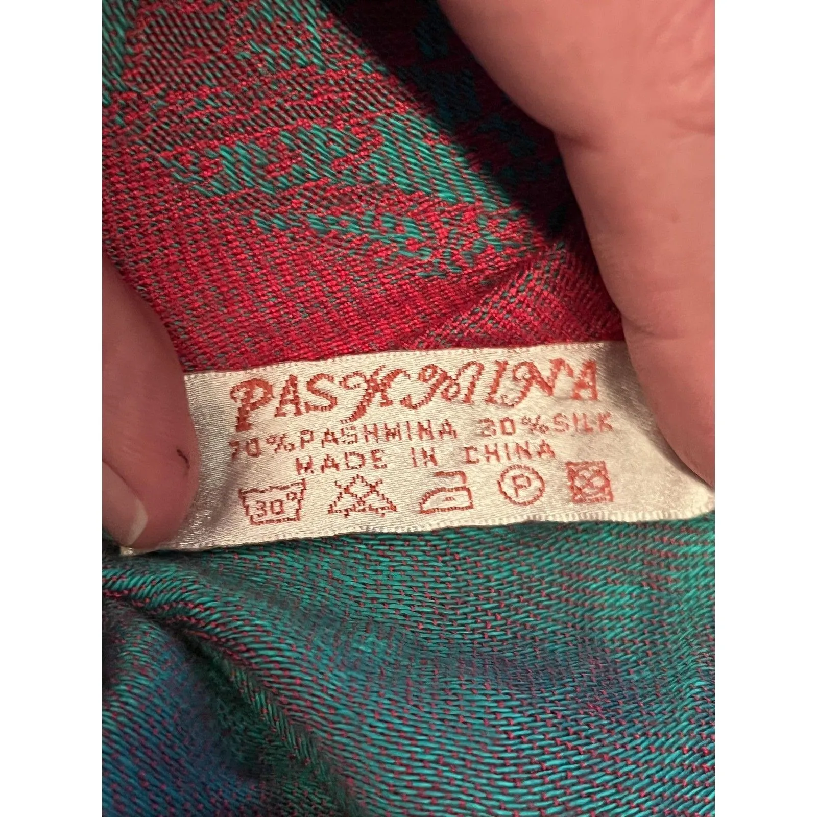 Pashmina Silk Scarf Womens One Size Purple Blue Teal Paisley Fringe Wrap Shawl Pink - Image 4