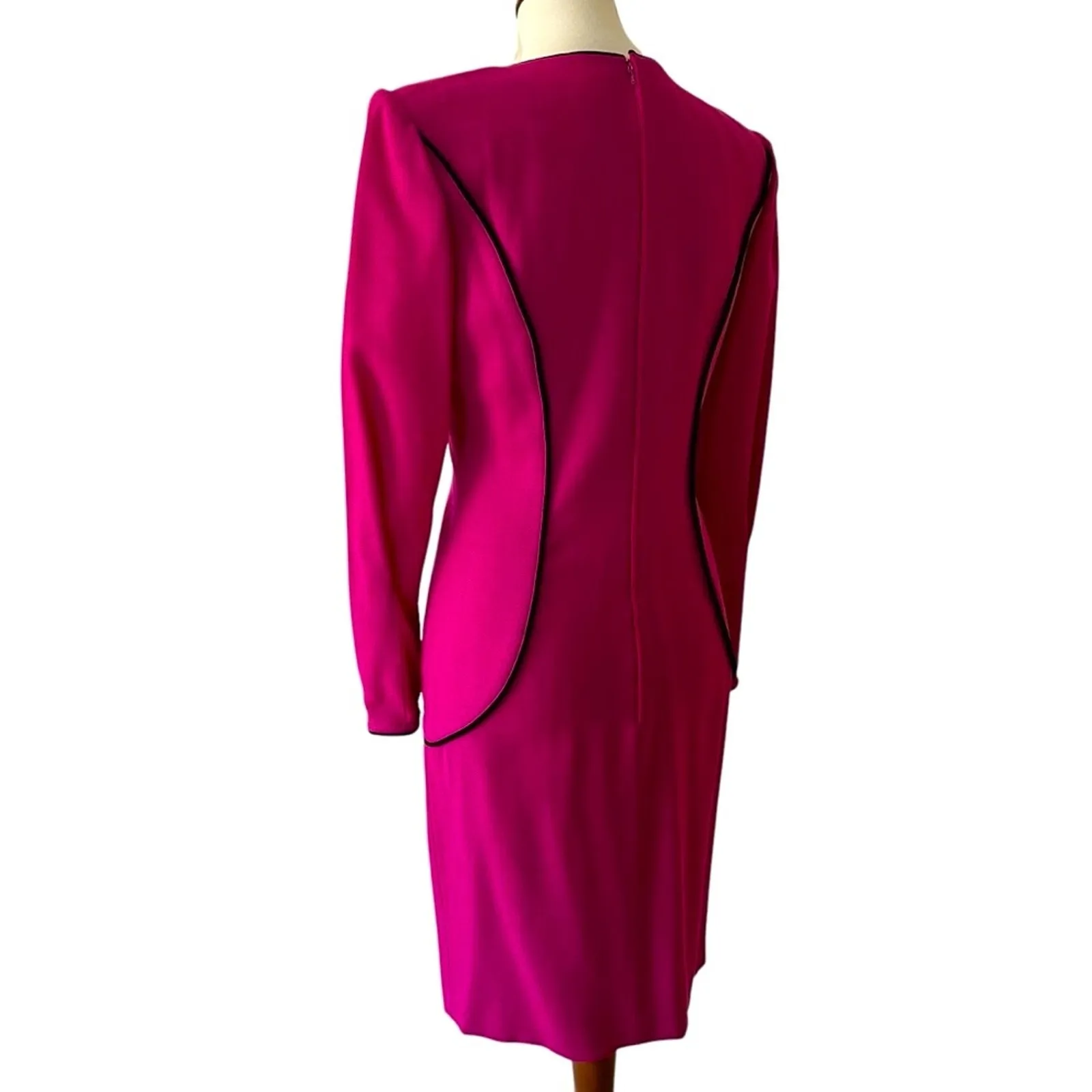 Vintage Dress Small Long Sleeve Emanuel Ungaro Parallele Paris RARE 80s 40s Pink - Image 3