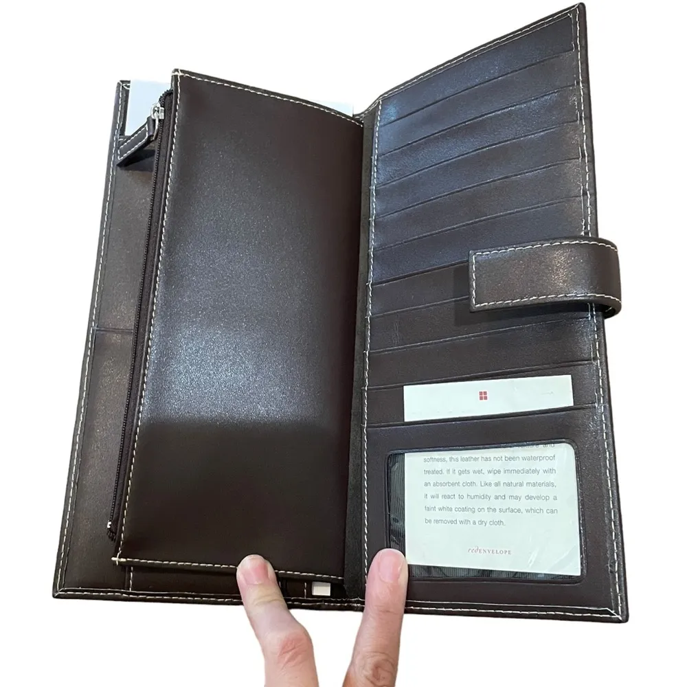 Red Envelope Belden Travel Wallet clutch Brown Leather - Image 3