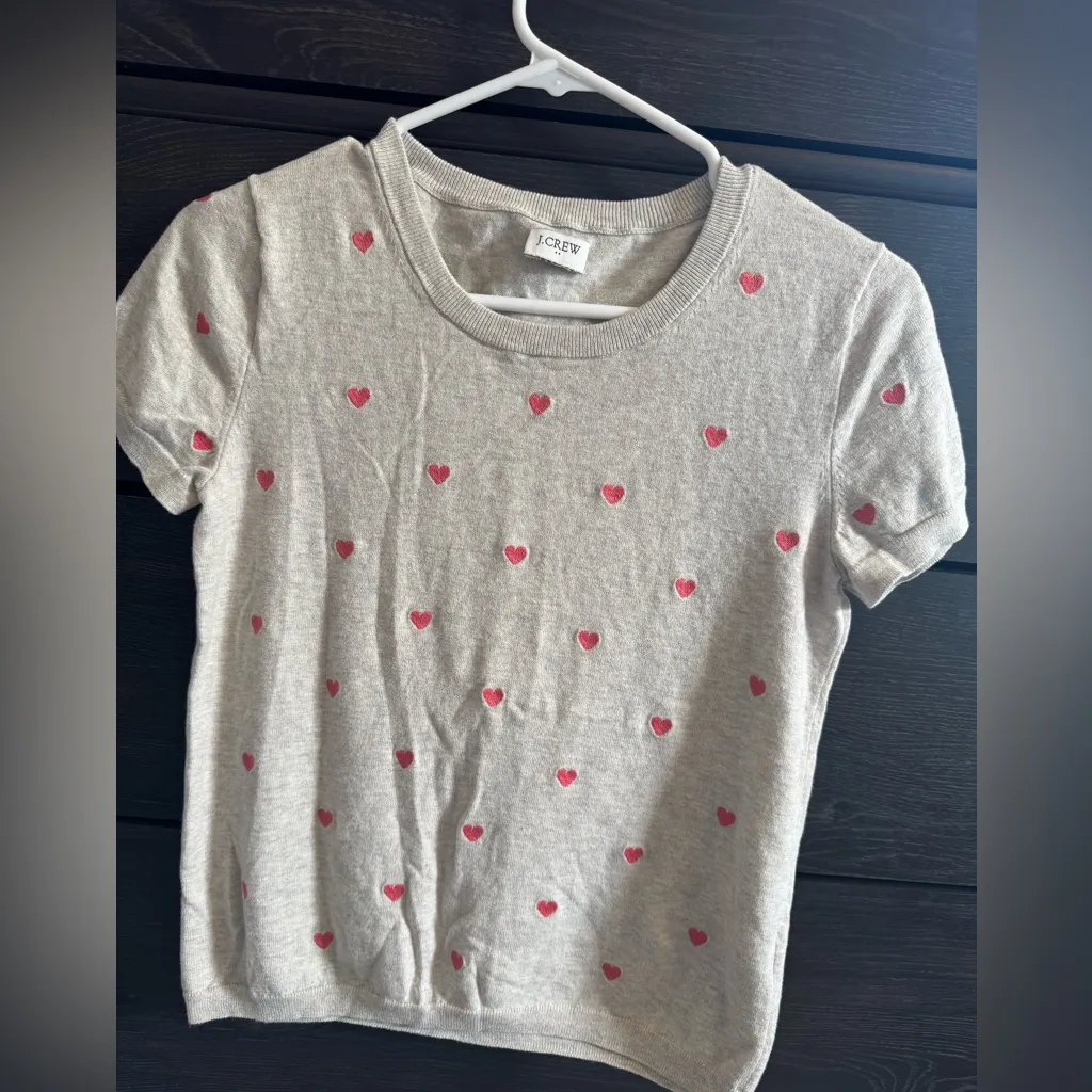 J. Crew Factory Cream Women’s Small Sweater with Pink Hearts - Image 2
