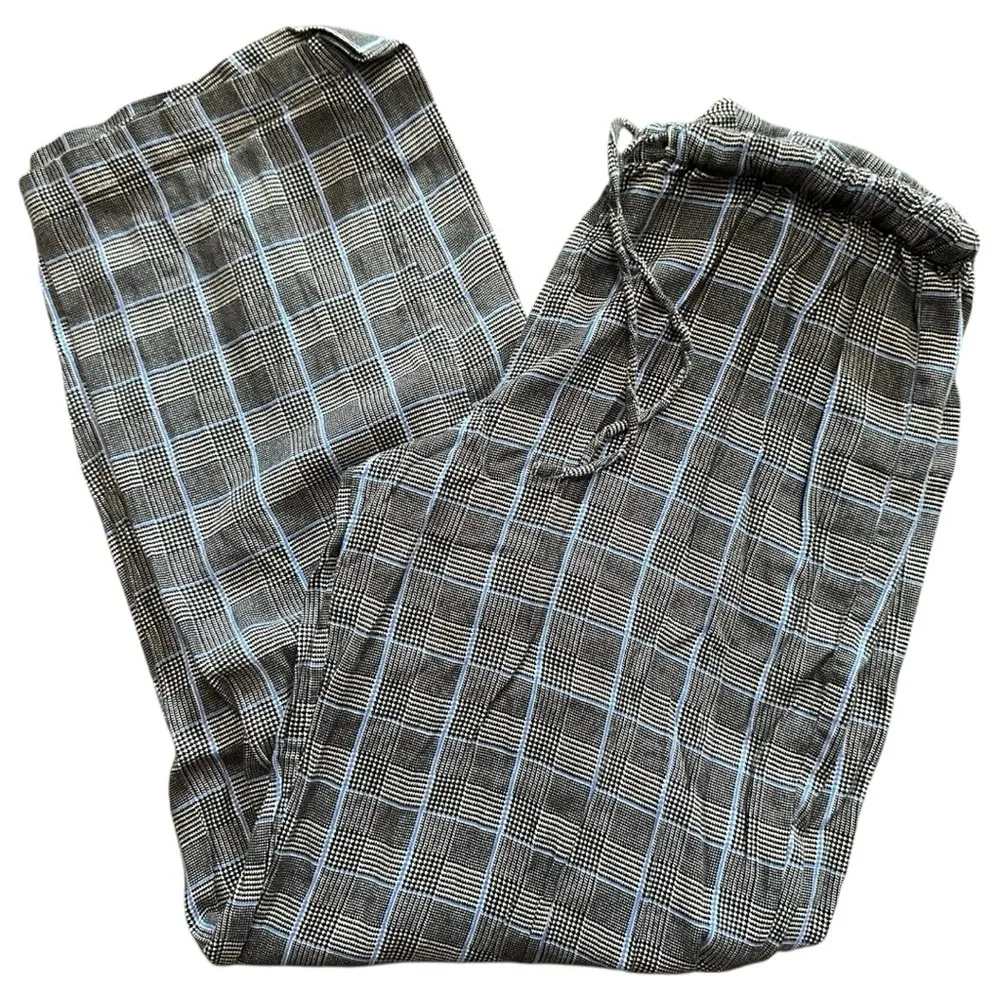 Lauren Ralph Lauren Size M Black Blue Plaid Long Sleeve Pajama Top & Bottom Set - Image 5
