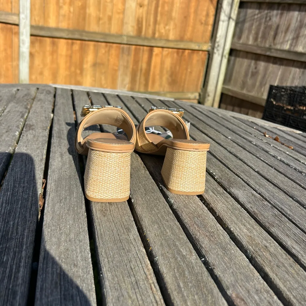 Nwt Size 9 Women's Kathleen Raffia Buckle Block Heels - A New Day spring summer - Image 5