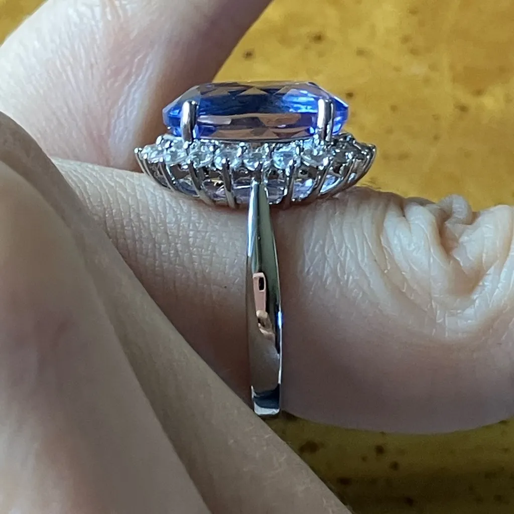 Color Changing Fluorite Sterling Silver Halo Ring Size 6 Blue - Image 4