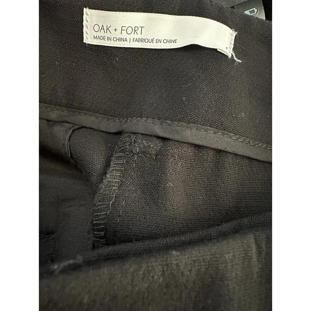 Oak + Fort Women Size 4 Black Pockets Flat Front Straight Wide Leg Dress Pants - Image 3