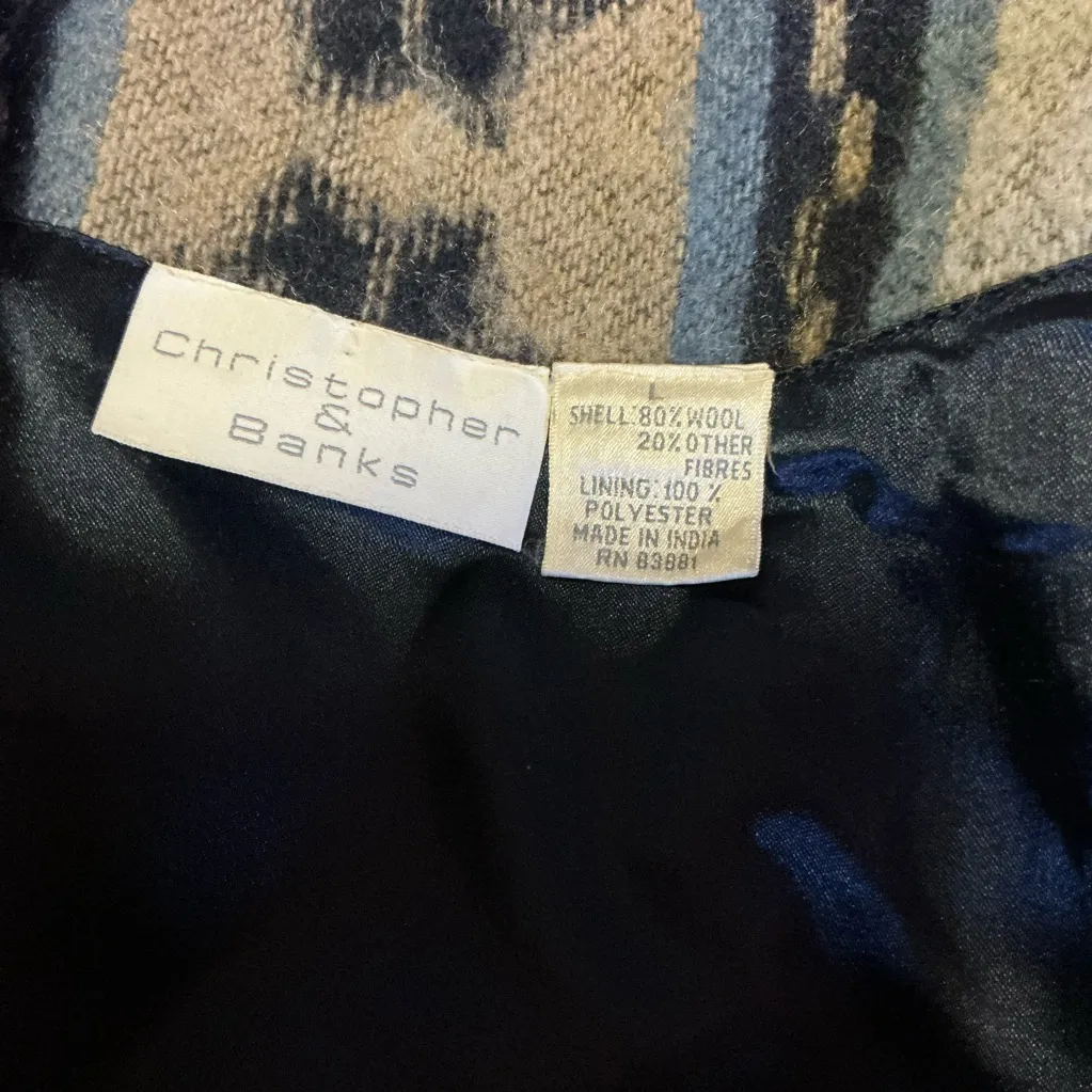 Vtg 90s Southwest Wool Jacket Blue Size L - Image 3