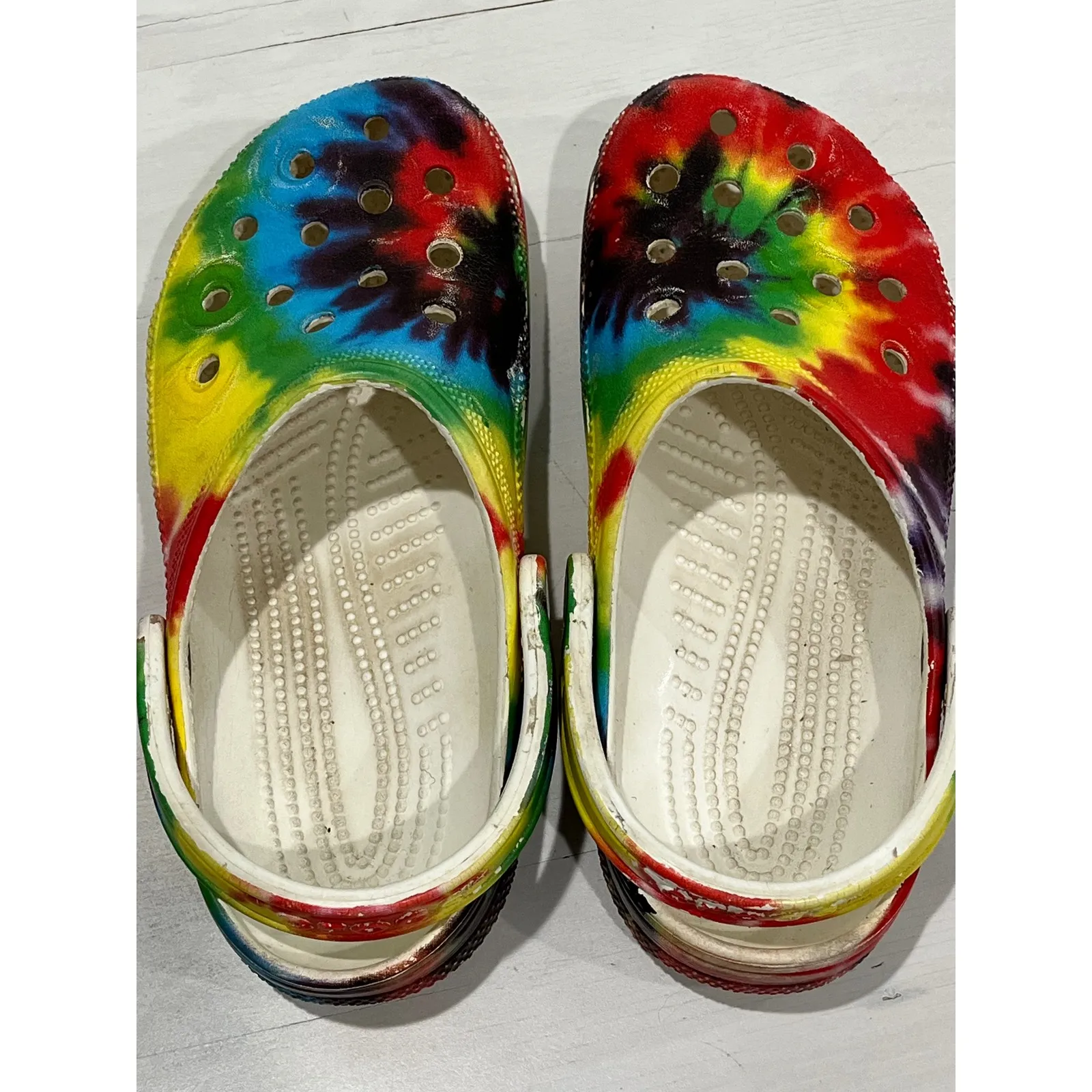 Crocs Tie Dye Classic Clogs Rainbow Multi Color Size M6 W8 - Image 7