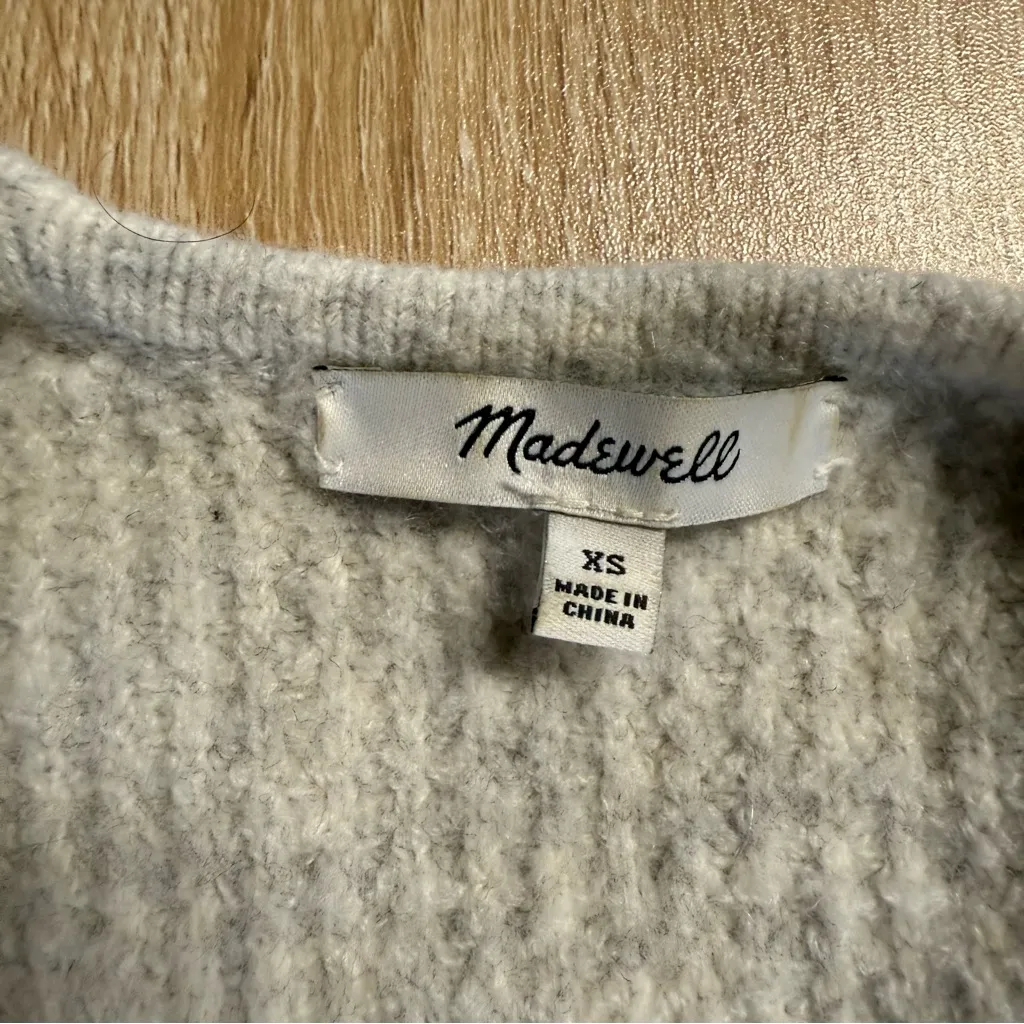 Madewell Wafflestitch Cardigan Sweater in Heather Fog Grey Size XSmall GUC - Image 7