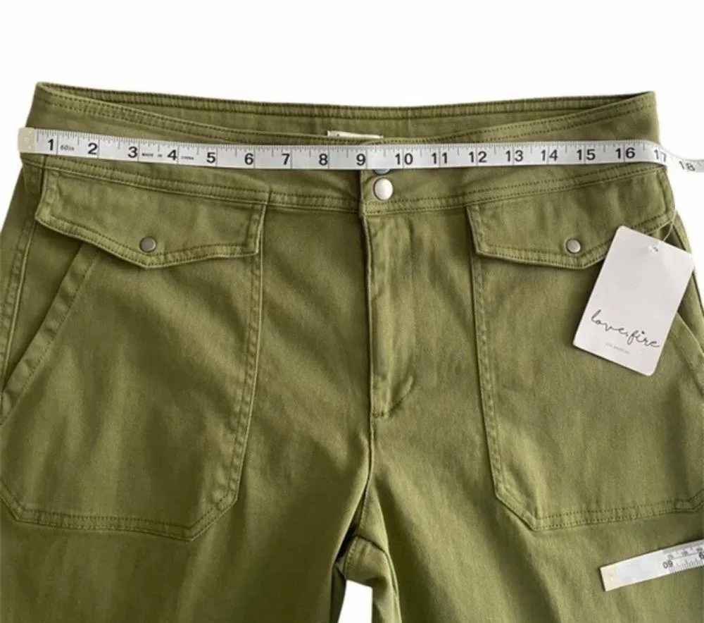Love Fire Twill Wide Leg Olive Green Pants size L - Image 7