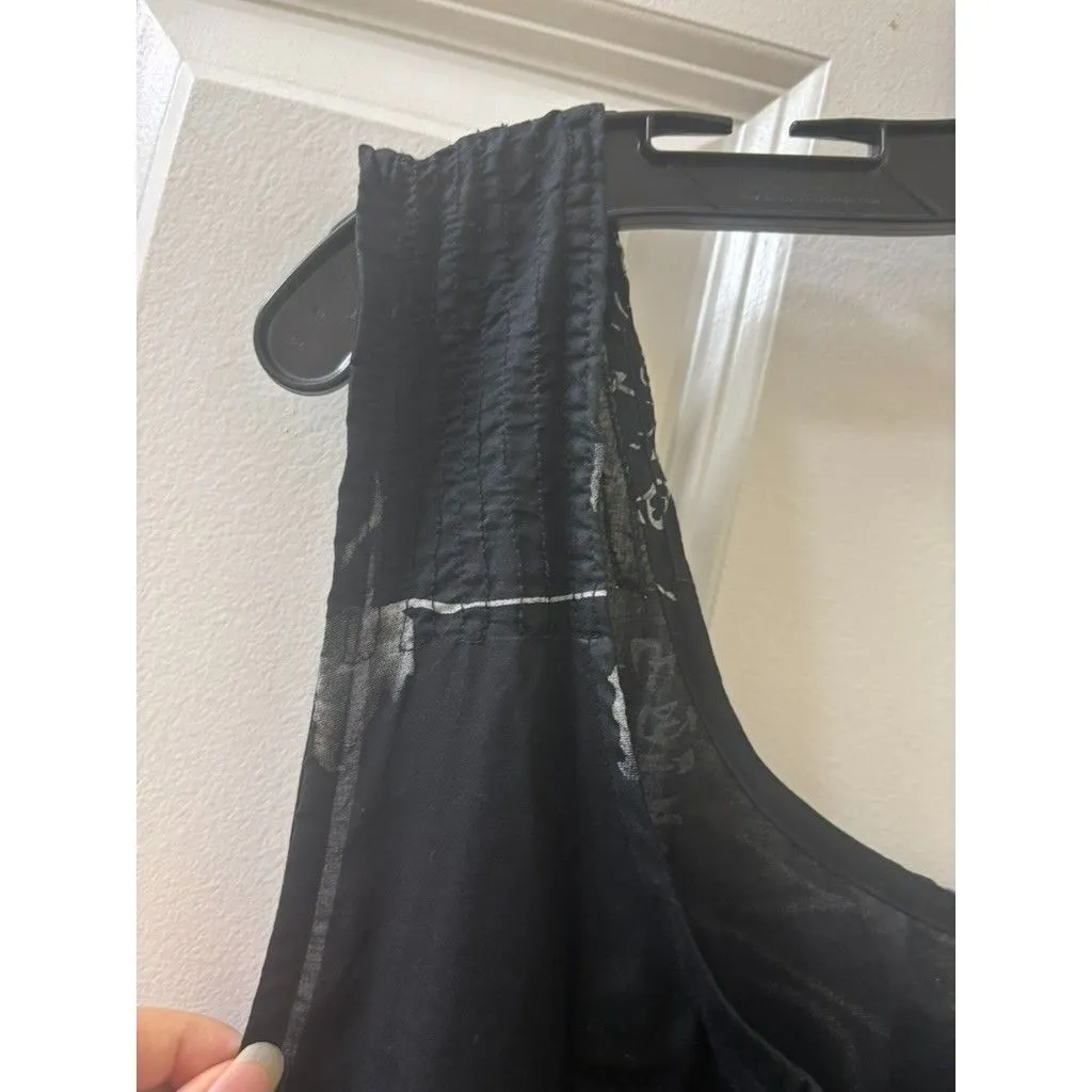 Women’s Anímale Cotton Asian Theme Cherry Blossom Boho L sleeveless dress summer Black Size L - Image 6