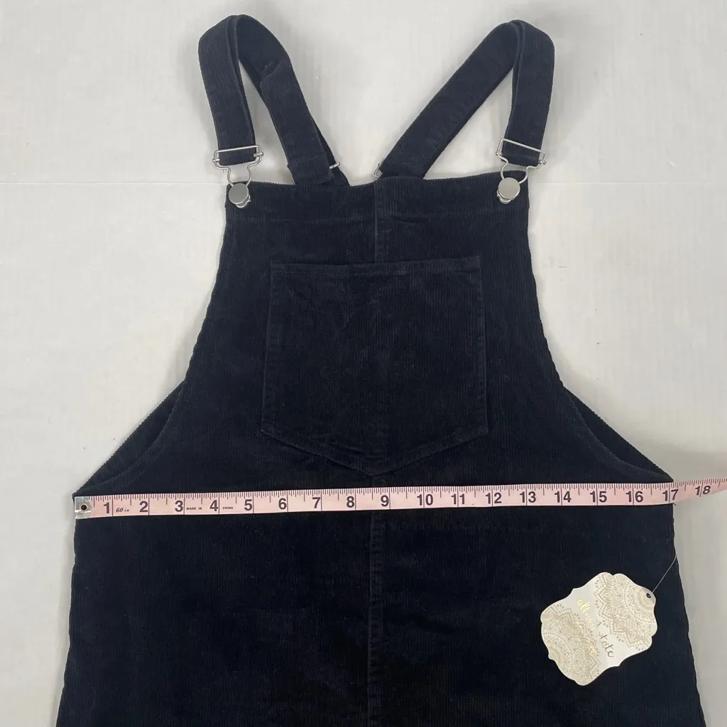 Altar'd State Black Pinafore Mini Dress Black Corduroy Overalls Medium Cotton - Image 9