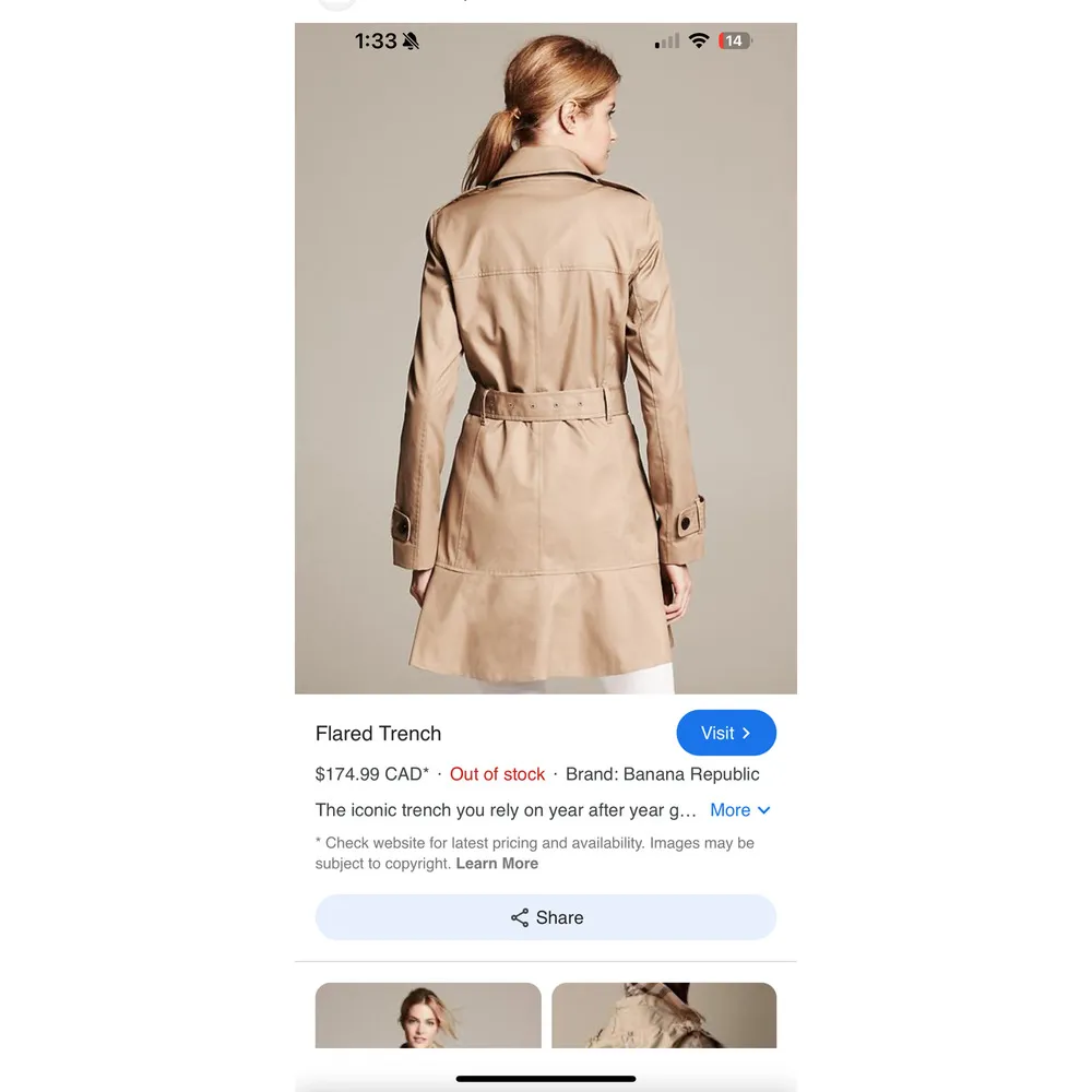 M Banana Republic Flared Trench - Image 3