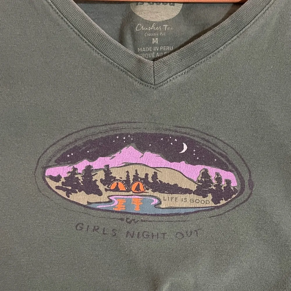 Women's Life is Good Girl’s Night Out camping long sleeve shirt Medium - Image 3