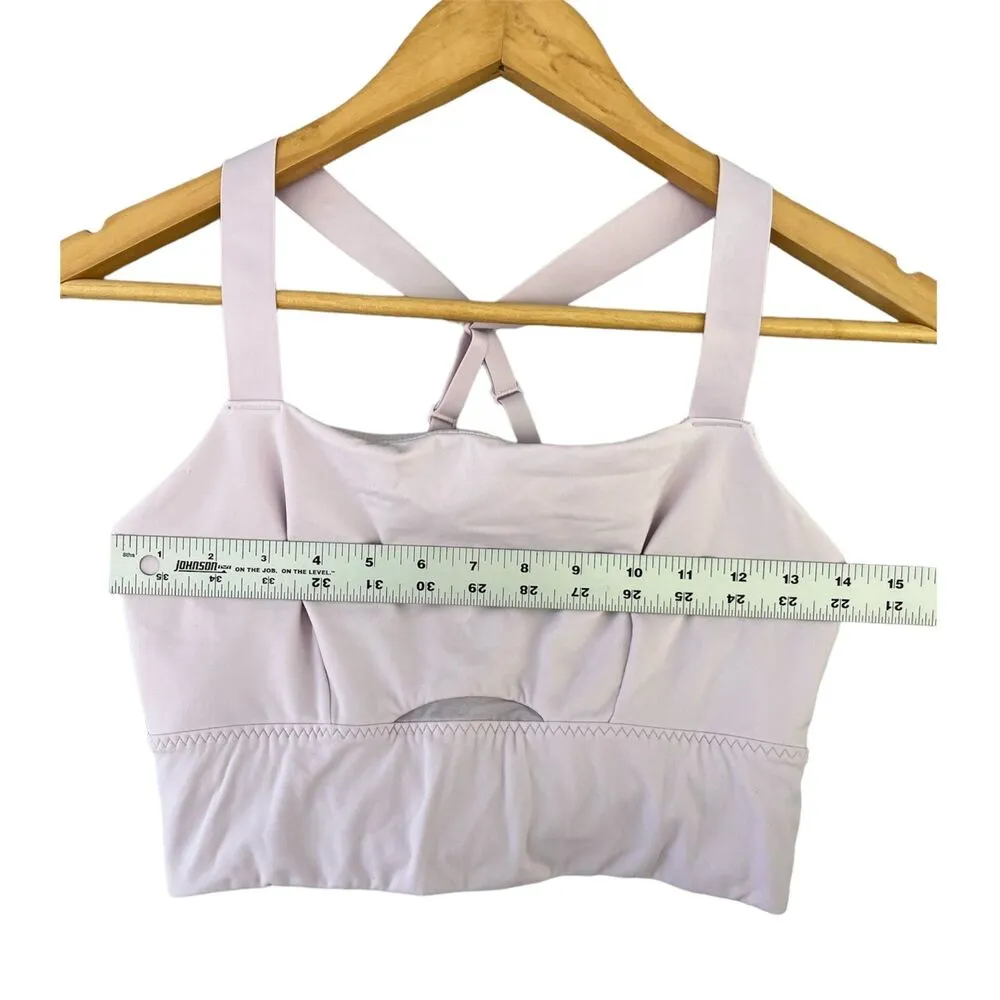 Athleta Lotus Size Medium Sports Bra Light Purple Long Workout Bra Racer Back - Image 4