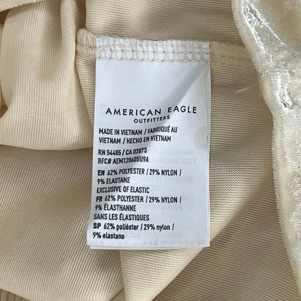 American Eagle Crushed Velvet Babydoll Cream Peplum Tank Top Shirt - Image 6