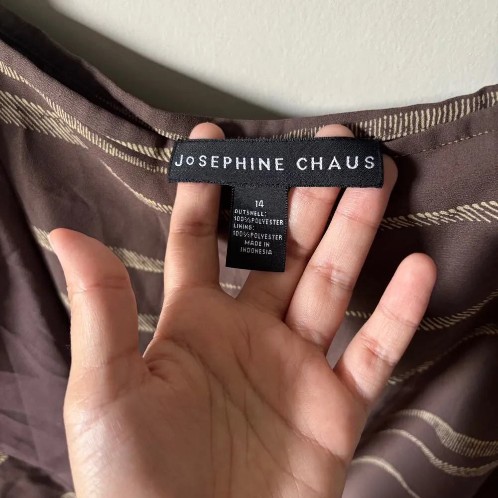 Josephine Chaus Brown Striped Midi Wrap Skirt Sz 14 - Image 4