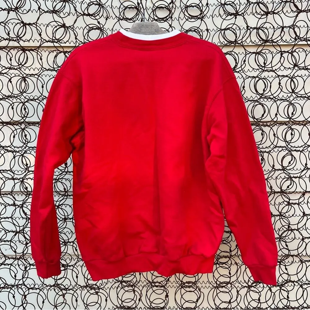 Vintage 90s Ugly Holiday Christmas winter snowman scene Henley granny sweatshirt Size L - Image 3