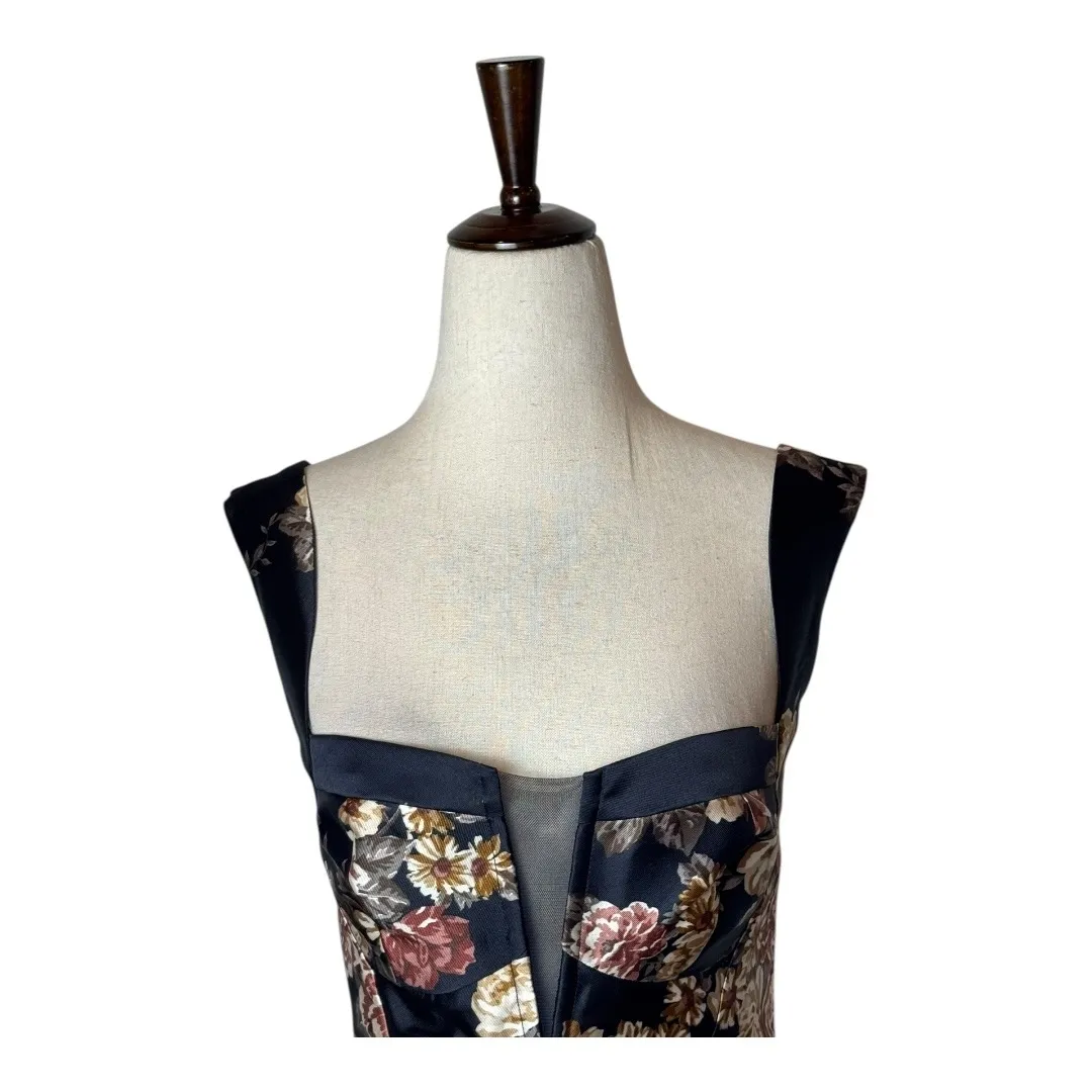 Lulus Dress Women Medium Navy Blue Elegant Pick Floral Bustier Maxi Party Boho - Image 4