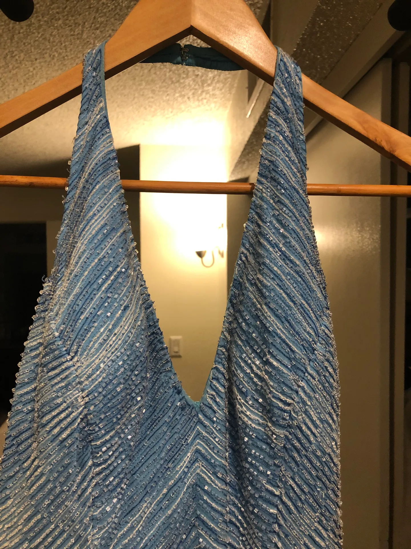 Vintage Beaded Dress Blue Size XS - Image 10