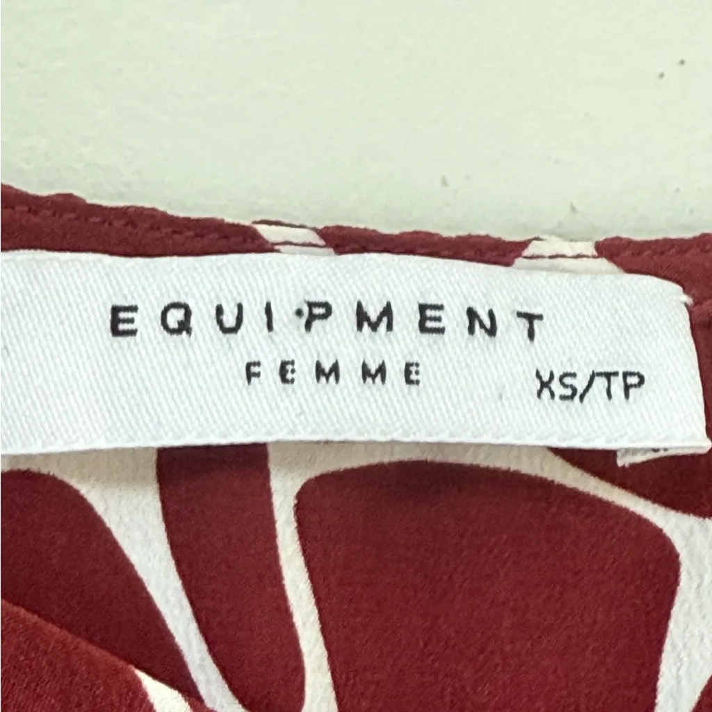 EQUIPMENT Femme Layla Silk Cami XS Burgundy Giraffe Print 100% Silk - Image 9