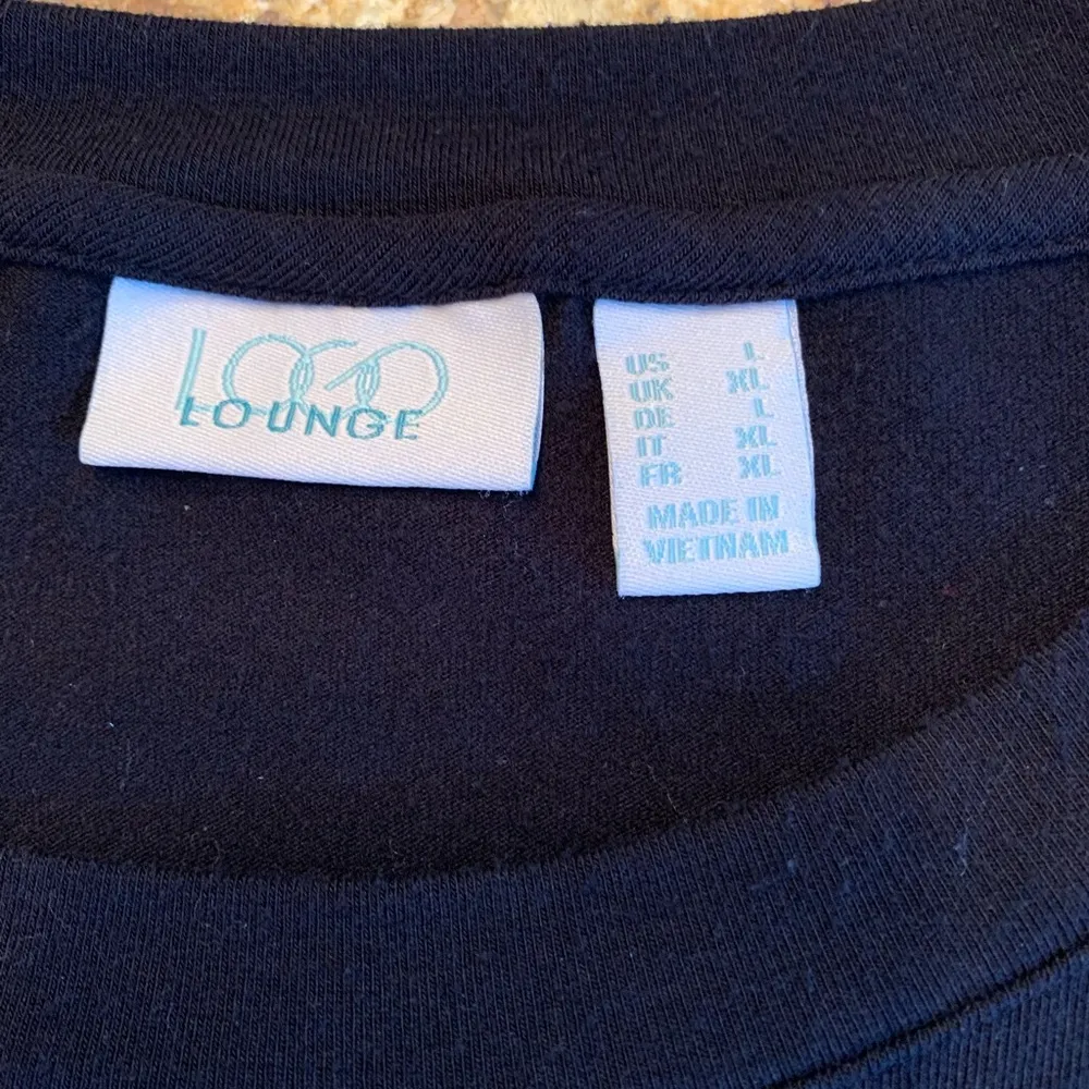 logo Lounge by lori goldstein Black Tunic Shirt Dress Long Sleeve Size L Large - Image 5