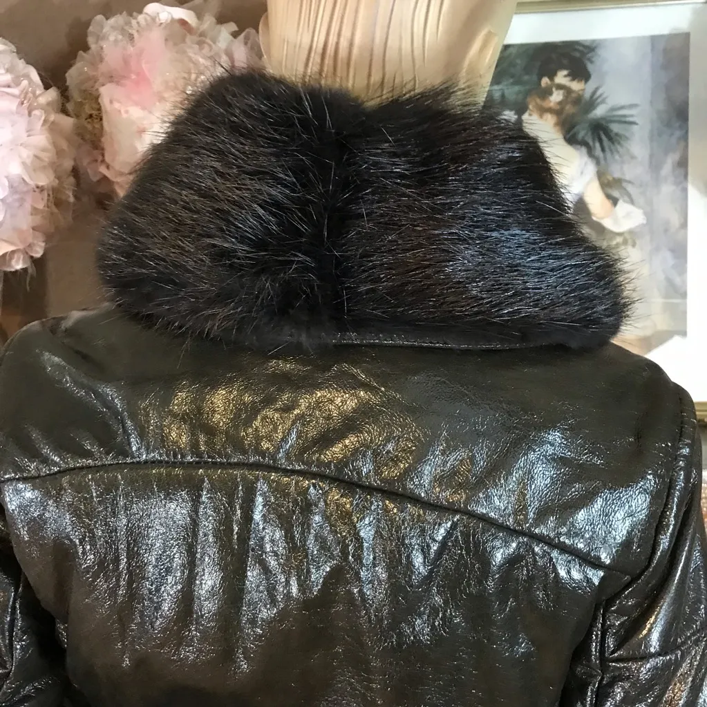 FRATELLI ROSSETTI BROWN LEATHER & BEAVER FUR COLLAR BOMBER JACKET (40) Size undefined - Image 9