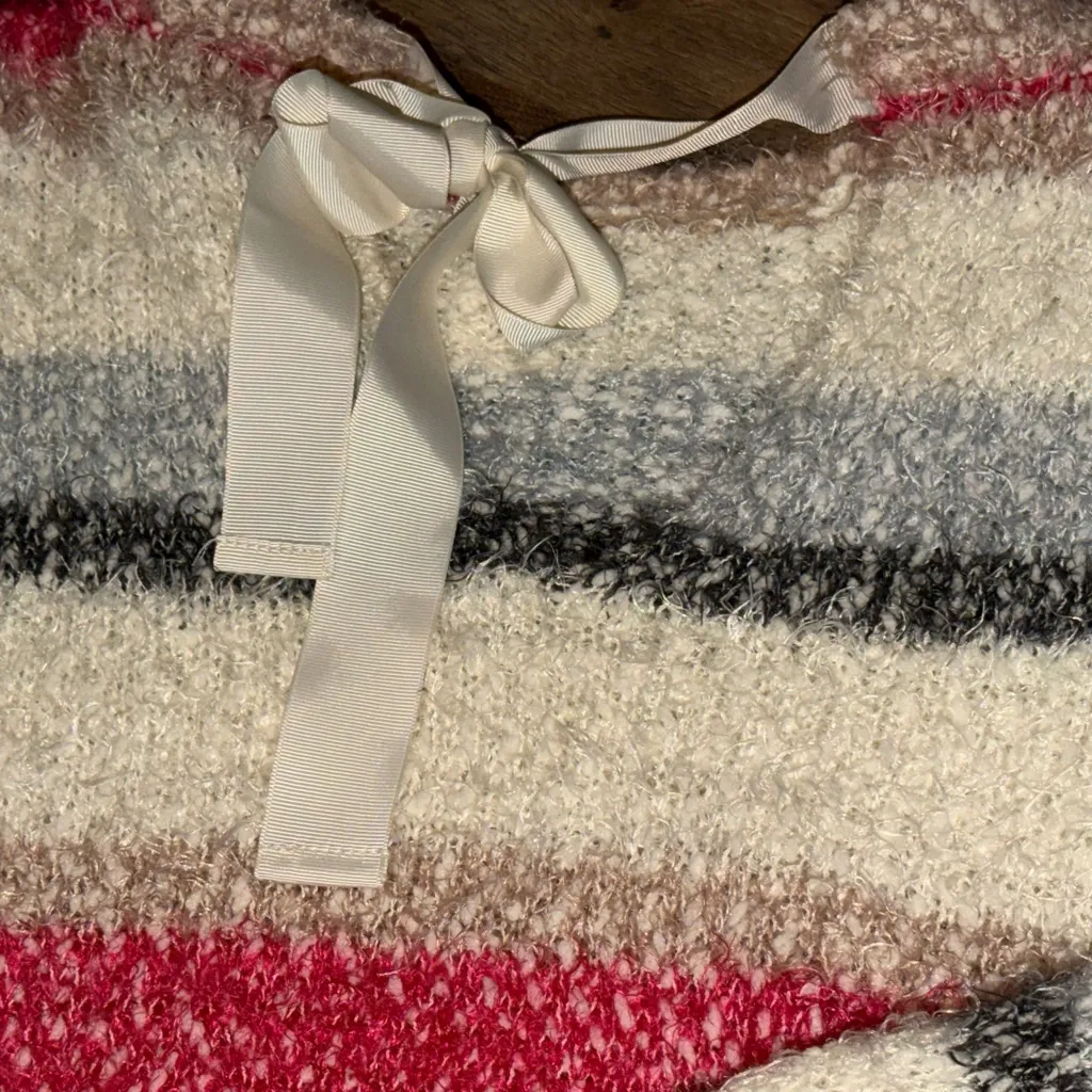 Lane Bryant Cozy Striped Sweater - Red, White, Gray, Pink Tie Back Size 18-20 - Image 7