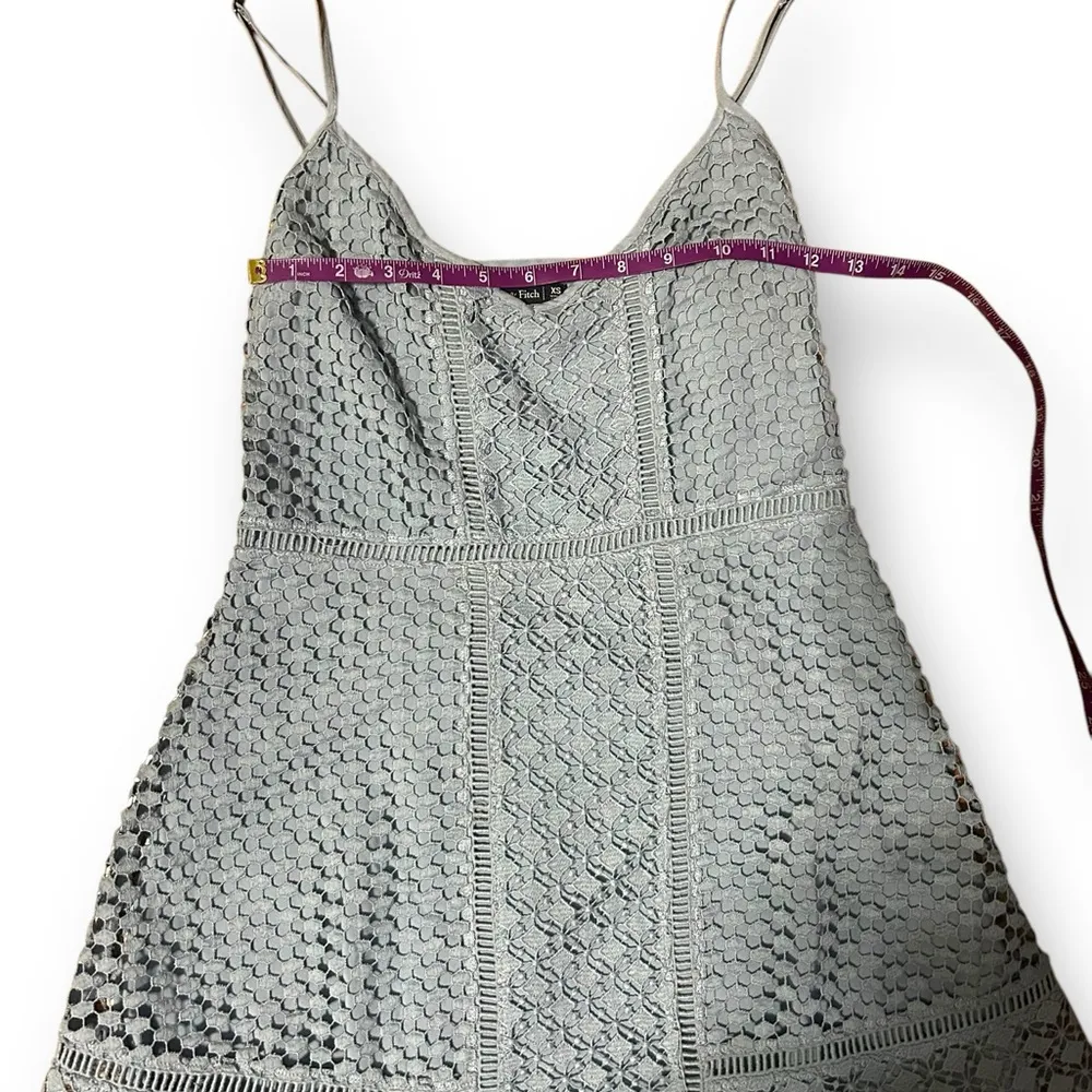 Abercrombie & Fitch Lace Skater Dress Baby Blue Crochet Sz Small Spaghetti strap - Image 4