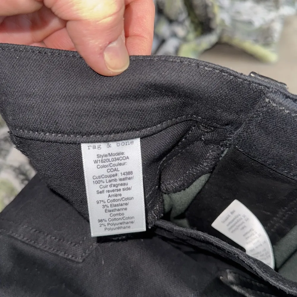 rag & bone jeans black supple lamb leather front mid rise skinny like new sz 25 - Image 5