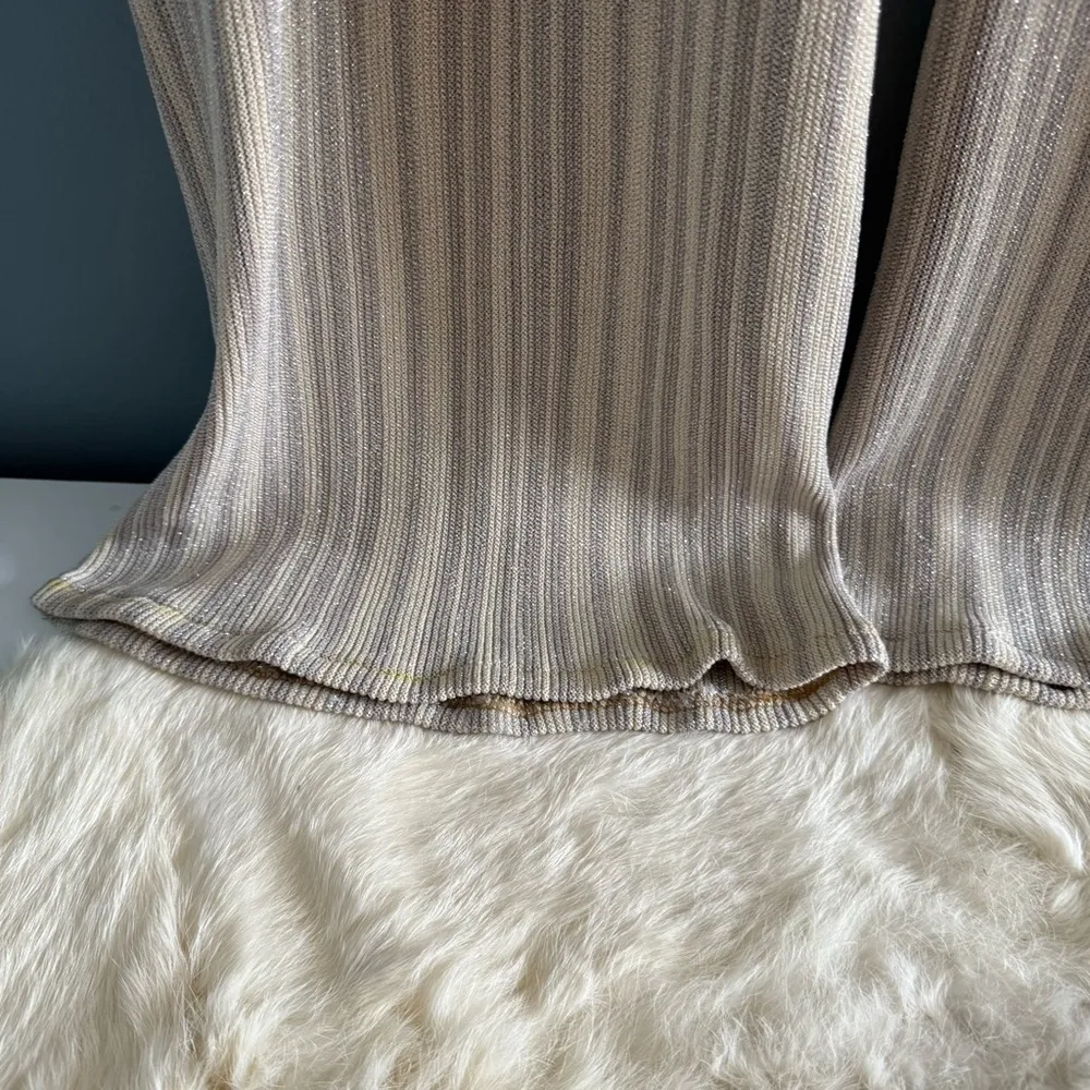 House of Harlow 1960 Striped Metallic Cardigan Pants Set Silver Size M - Image 4