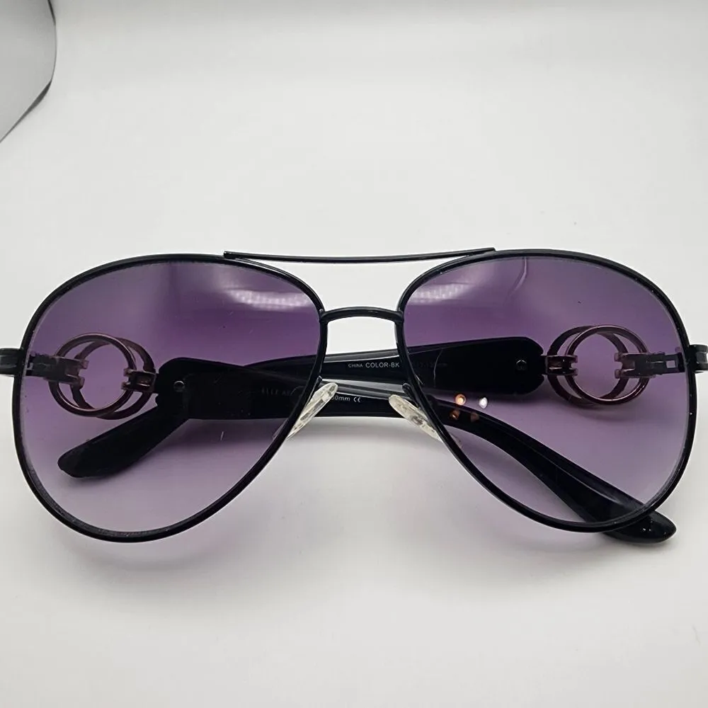 Elle Black Aviator Sunglasses & Case - Image 5