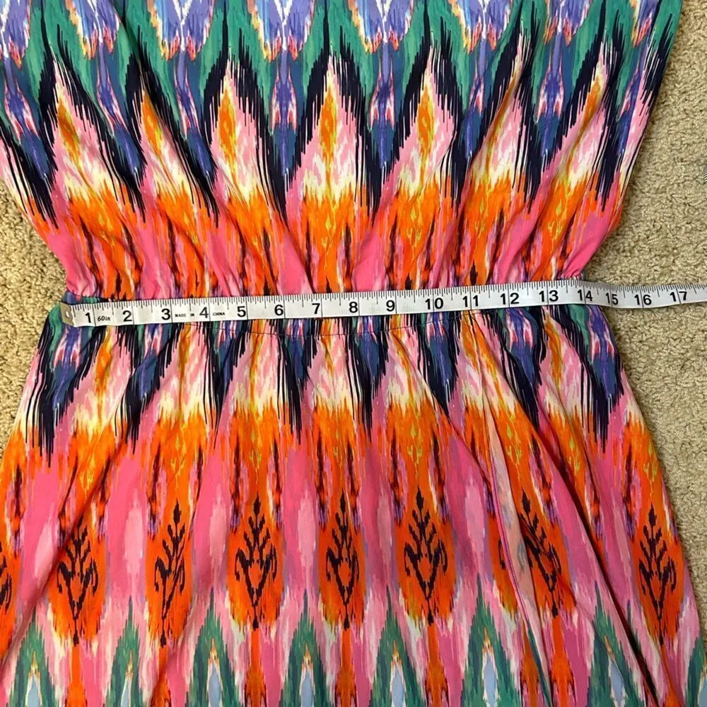 Athleta Ikat Martinique Halter Dress Size‎ M Multi-Color Print Tassel Tie BIN I - Image 11