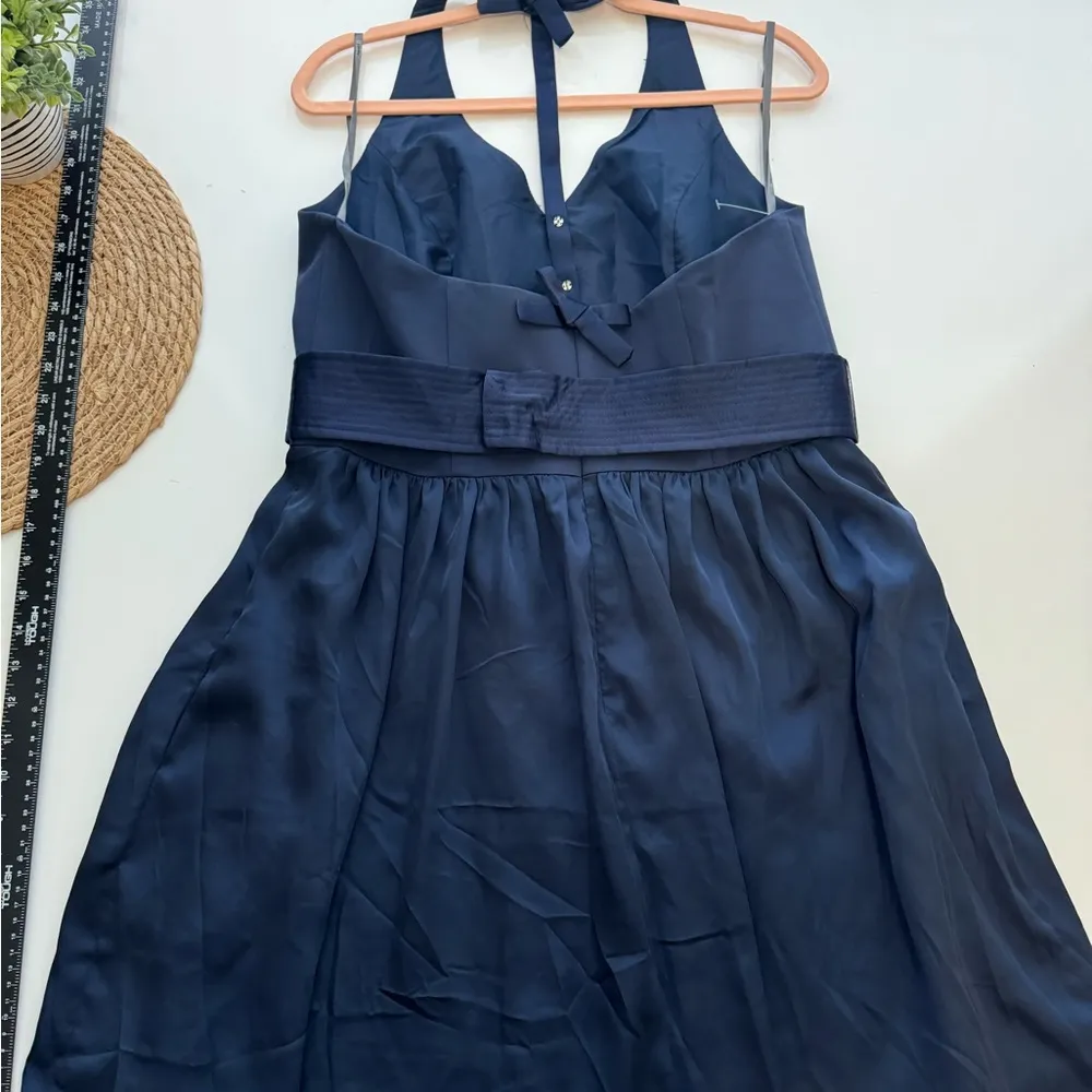 White by Vera Wang Short Halter Bridesmaid Dress, Size 14, Midnight‎ Blue - Image 5