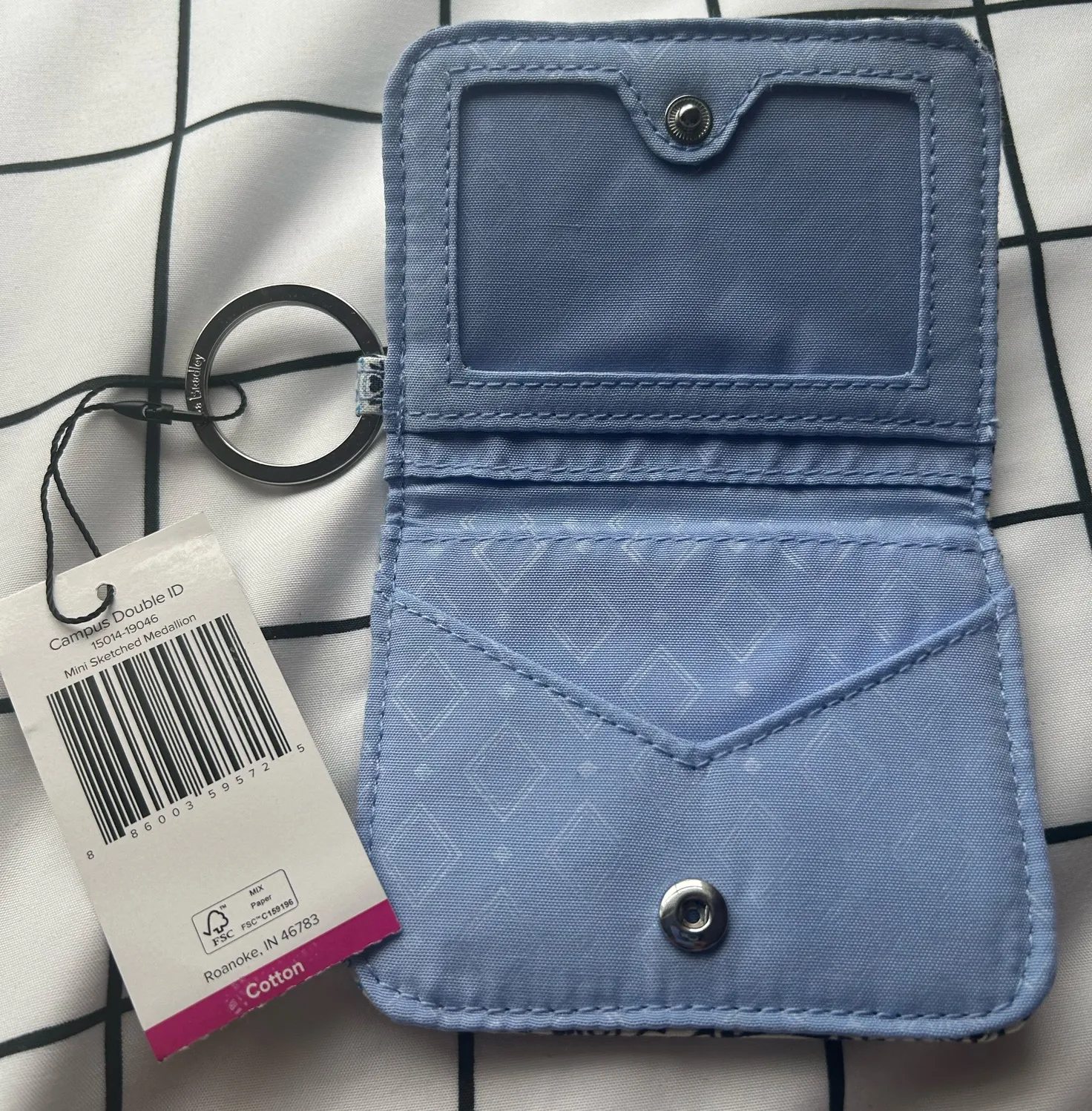 Vera Bradley Floral Keychain Wallet in Blue and White - Image 3