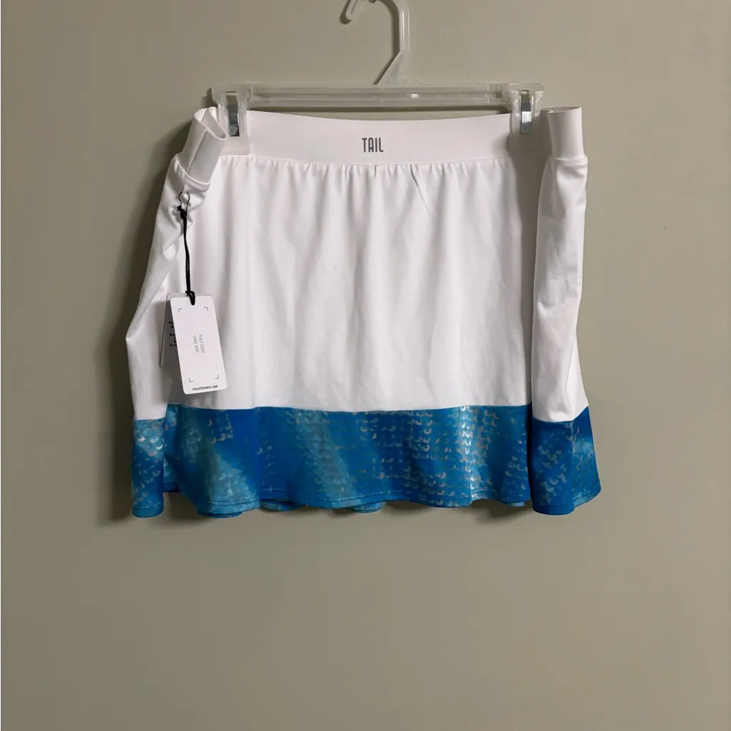 Tail White Blue Sequin Skies Tennis Athletic Skort Flounce Skirt Size XL New - Image 2