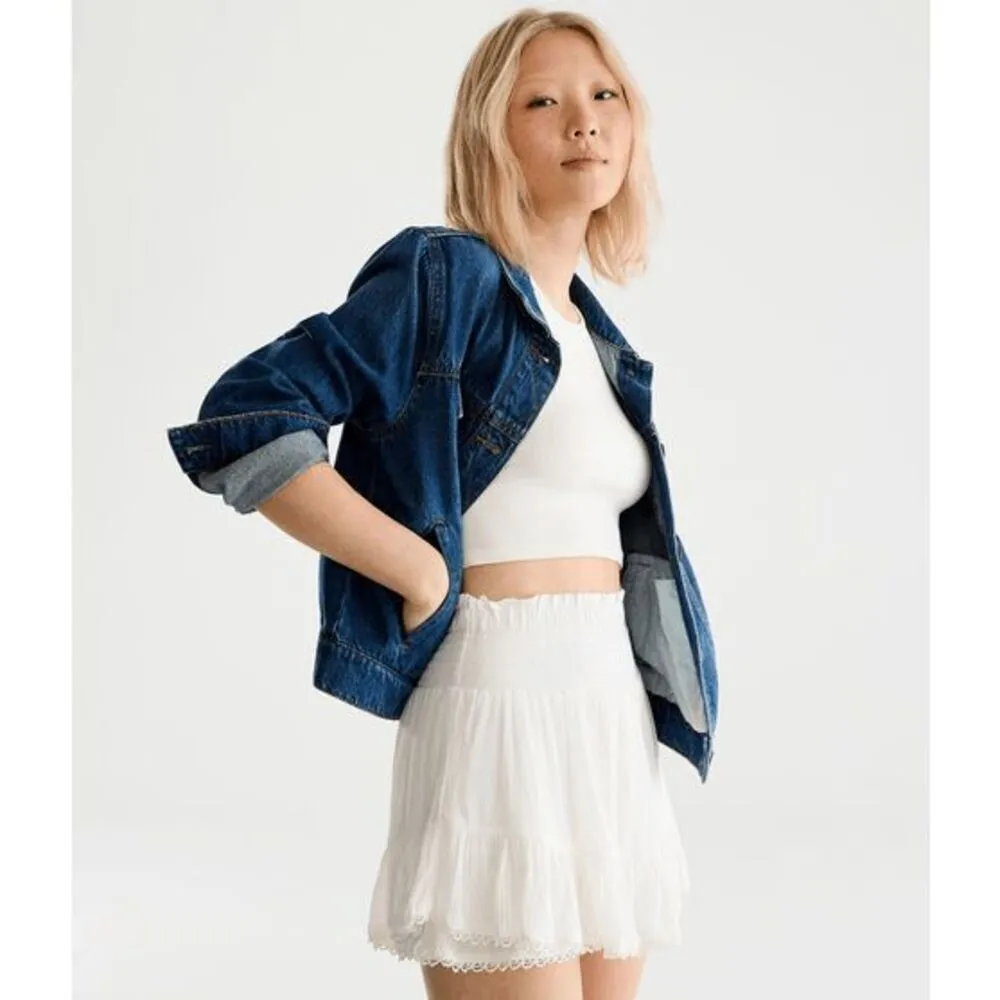 Aeropostale White High-Waisted Lace-Trim Flippy Skirt Skort XL - Image 10