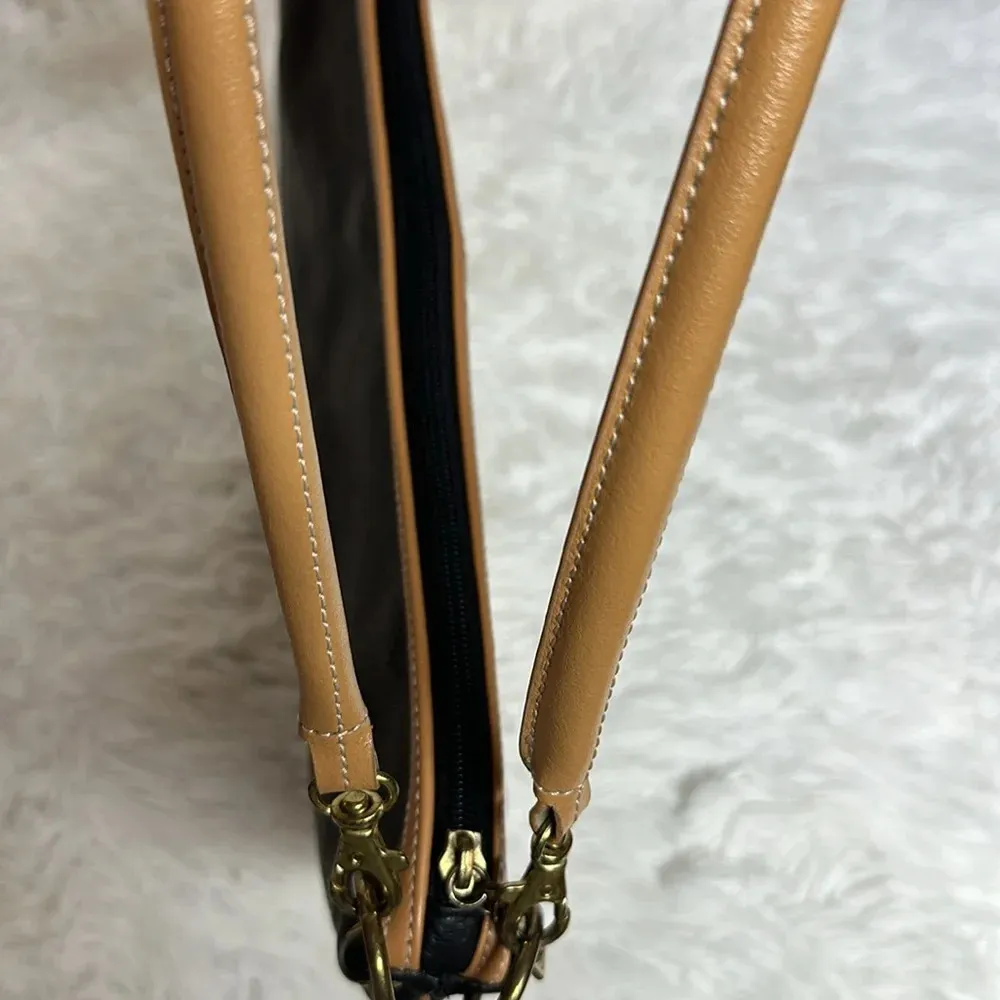 Max New York Black Tan Brown Handle Leather Purse Shoulder Bag 90s 2000s - Image 5