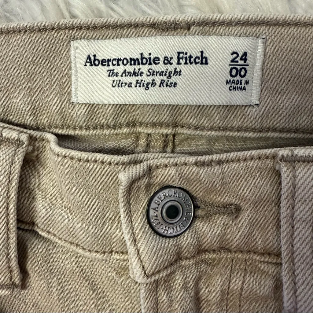 Abercrombie & Fitch Ultra High-Rise Ankle Straight Jeans 00 Beige - Image 6