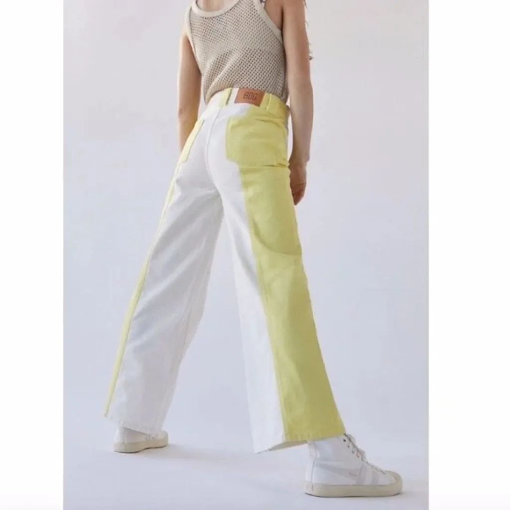 Urban Outfitters BDG High & Wide Yellow & White Colorblock Jeans 27" - Image 3