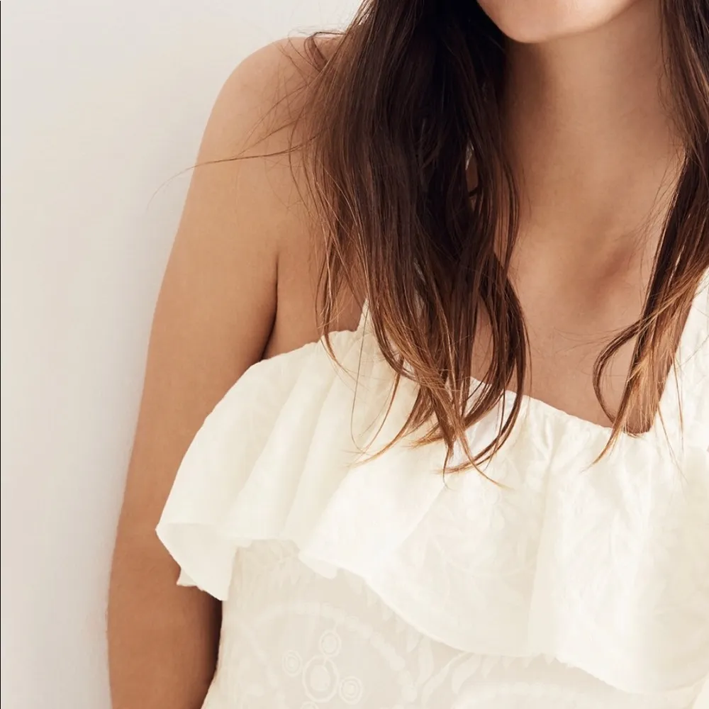 Madewell Embroidered Apron Ruffle Dress, Size 6 - Image 3