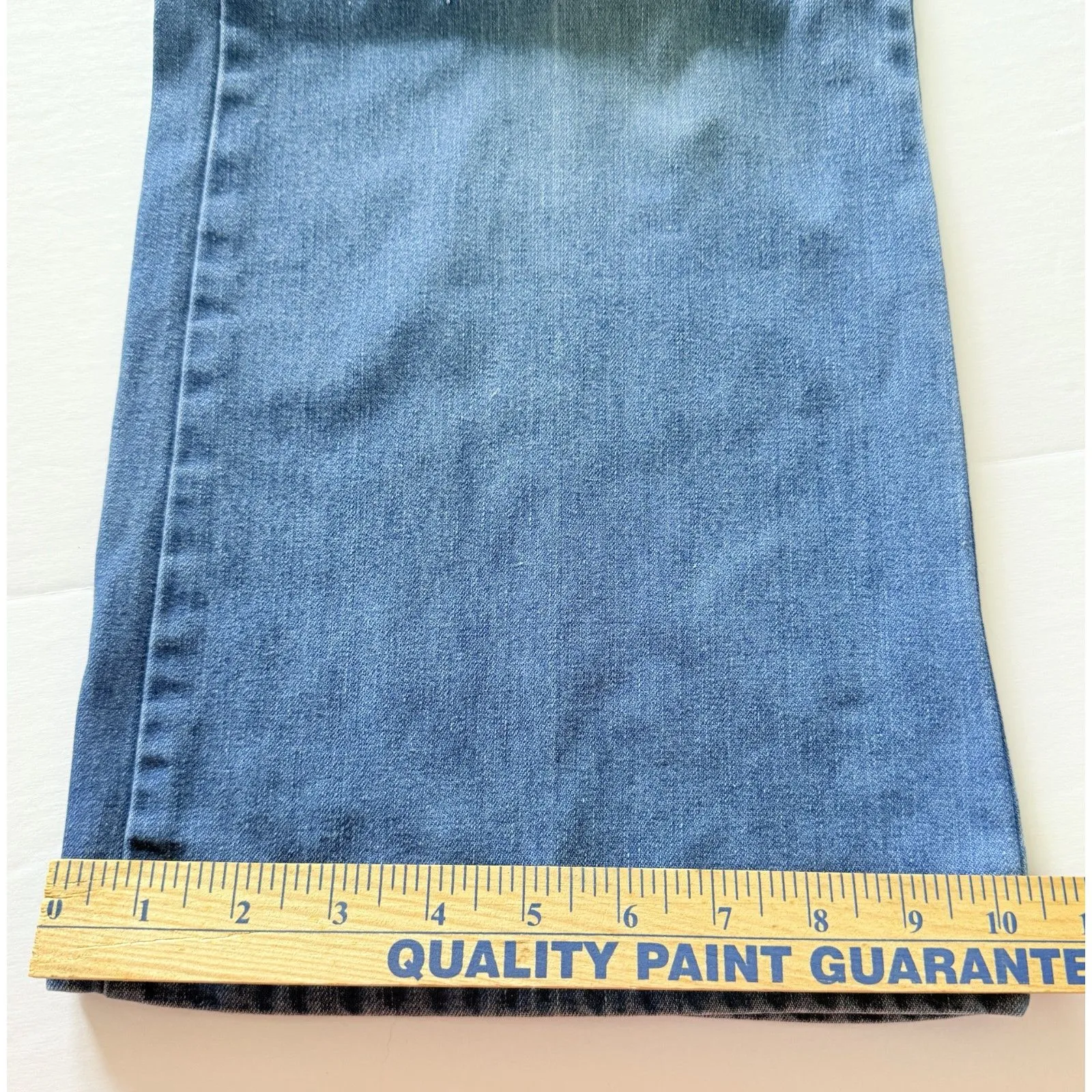 VTG Fancy Props Wilkins Light Wash Flare 70s Front Pockets High Rise Jean Sz 12 Blue - Image 6