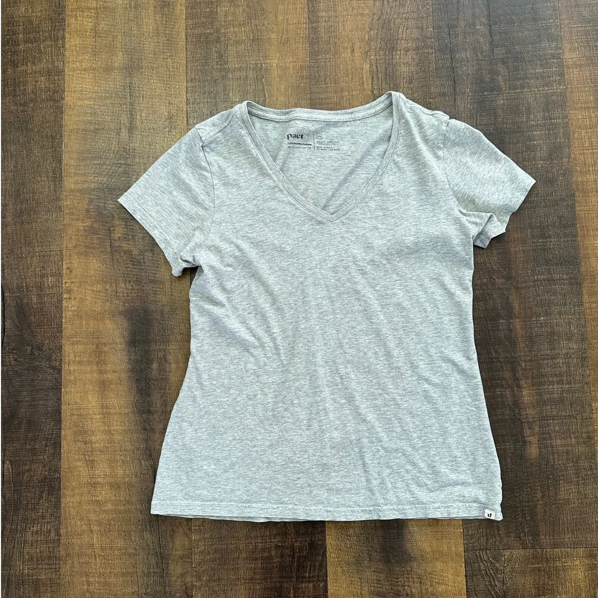Pact Gray V-neck Short Sleeve 100% Organic Cotton Shirt Size XS - Image 2