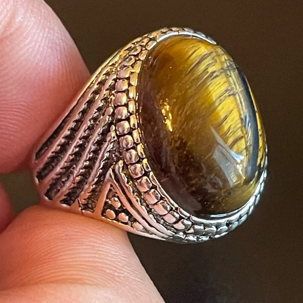 Cool tiger eye stone S925 silver ring size 9.25 - Image 6