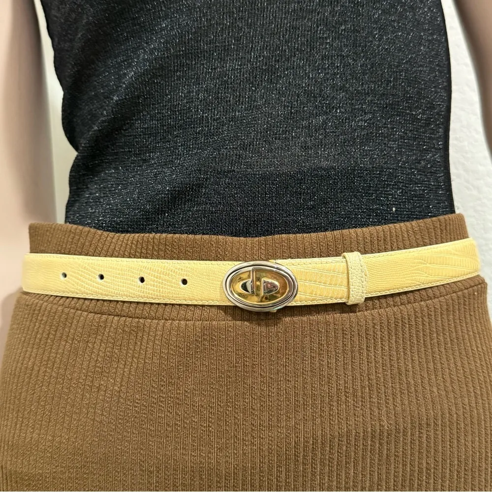 Vintage CHRISTIAN DIOR CD Logo Buckle Cream Genuine Leather Women’s Belt Size S - Image 6