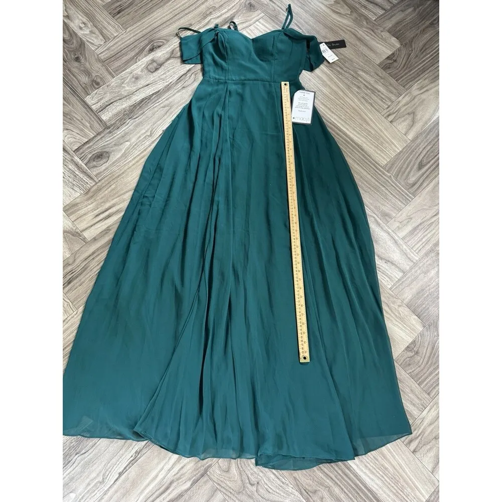 CITY STUDIOS Gown Juniors Dark Forest Cold Shoulder Lace Up Back Size 5 Green - Image 6