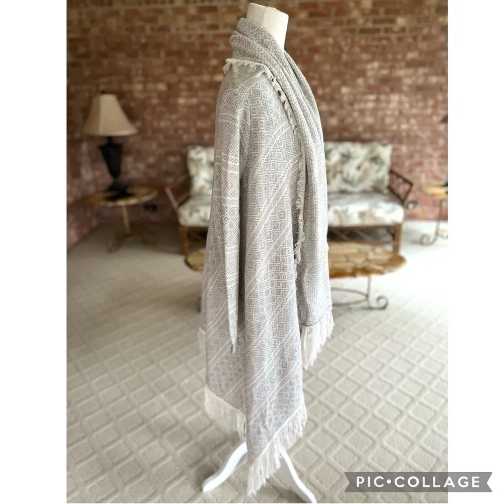 New York & Co. Cardigan Sweater Fringe Open Front S Shawl Collar Duster Boho Gray - Image 14