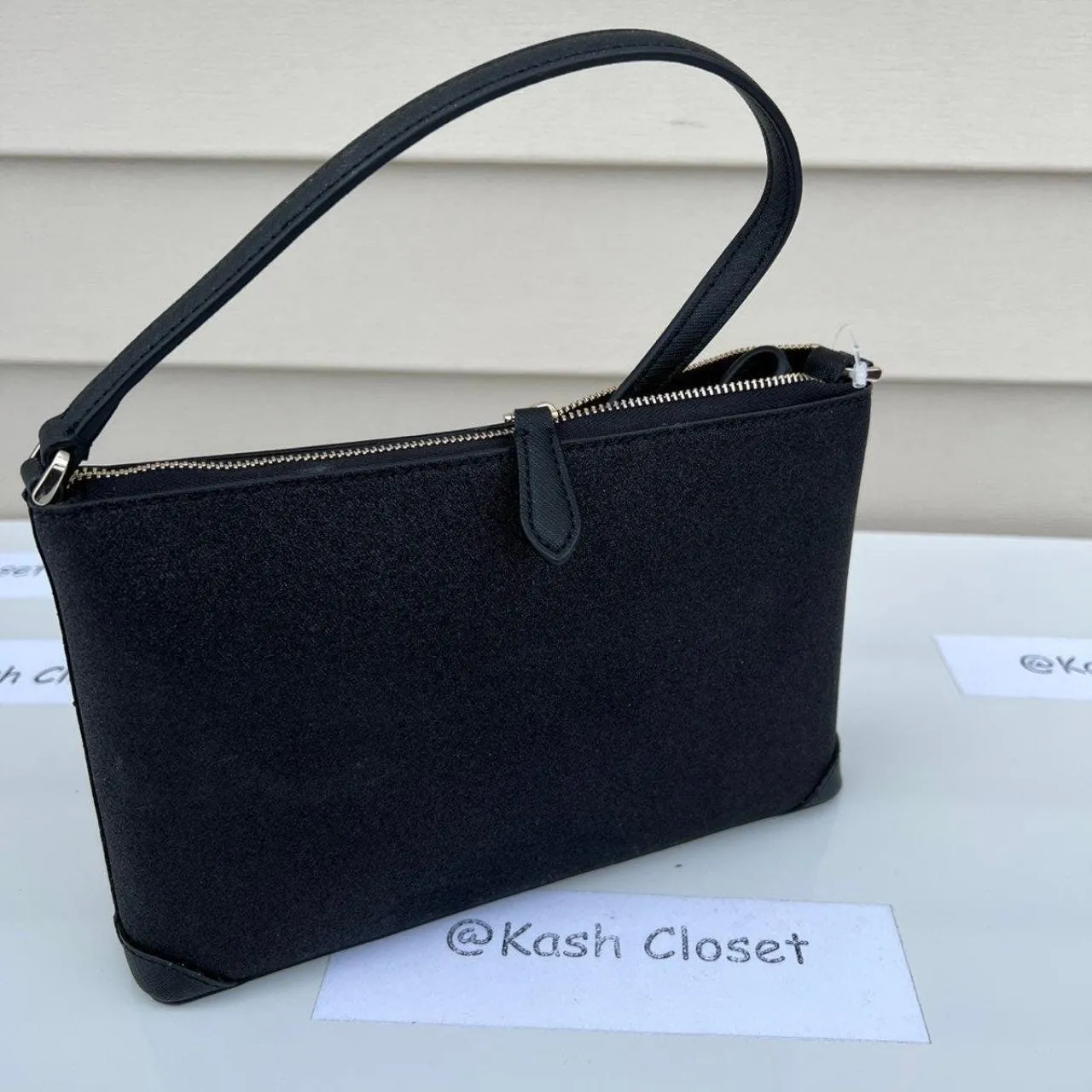 Kate Spade New York Black Glitter Fabric Crossbody Bag - Image 2