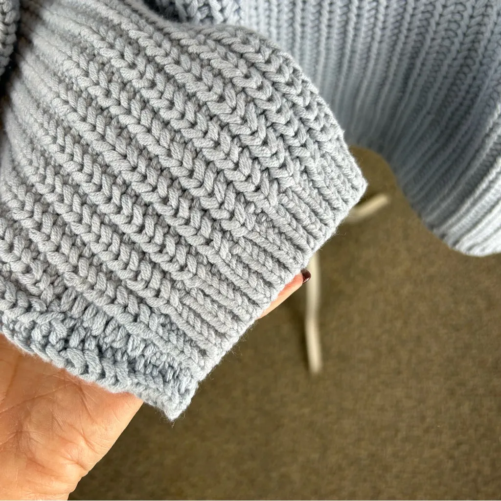 Haven Chunky Knit Ribbed Cowl Neck Sweater Light Blue NWT - Image 4