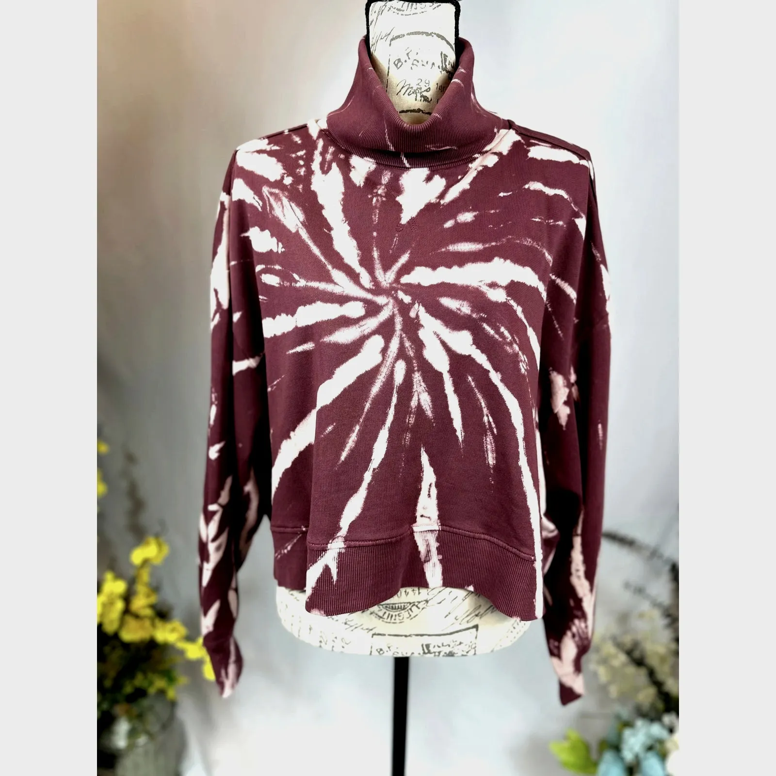 525 America Sprial Turtleneck Sweater Dropped Shoulder Maroon L Size L - Image 2