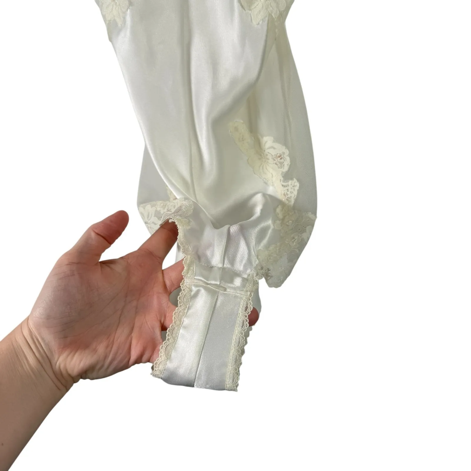 Victoria's Secret Vtg Y2K White Beaded Lace Satin Lingerie Robe Set Bride Honeym - Image 8