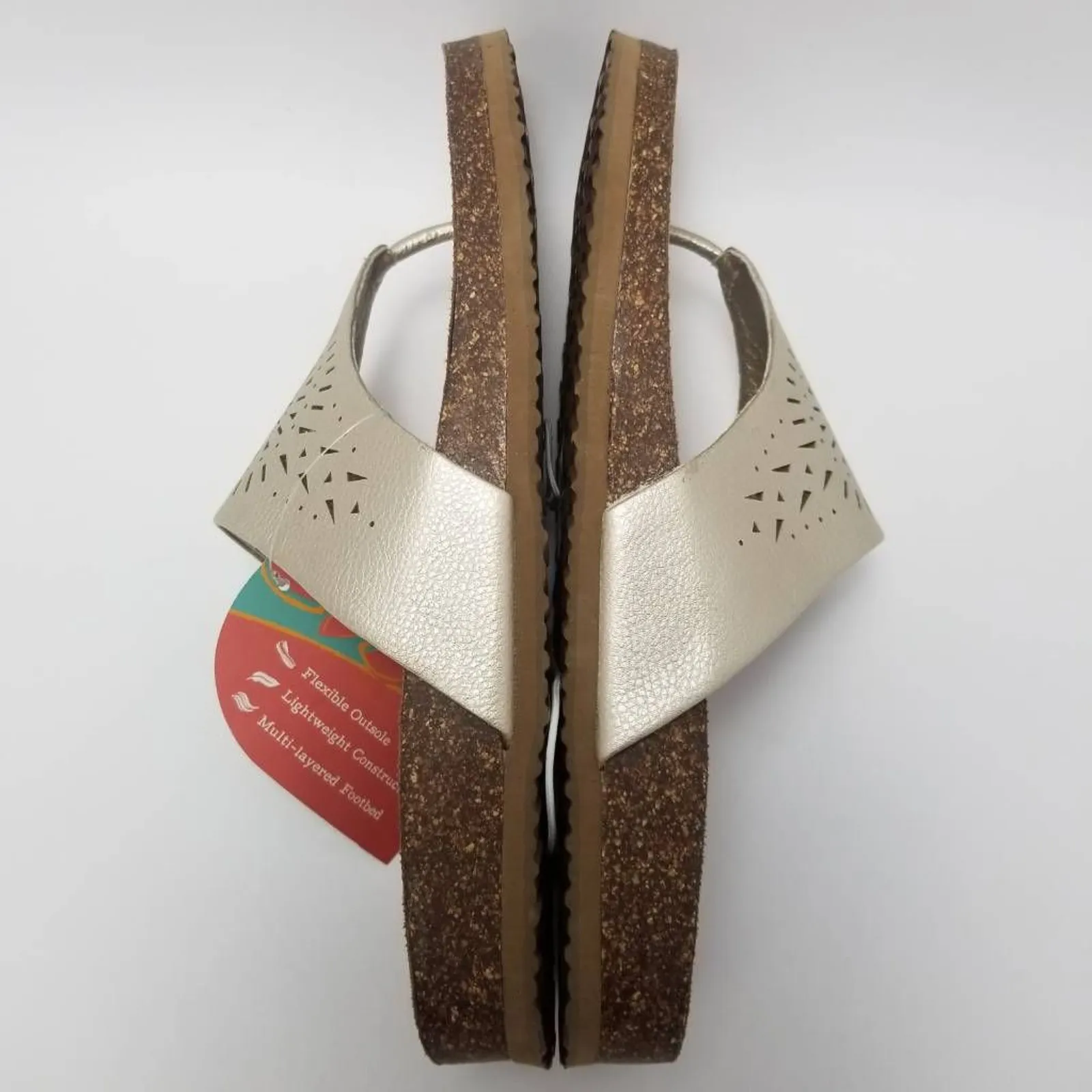 Yuu Womens Philis Footbed Thong Sandals Off White Laser Cut Slip On 11 M New - Image 8